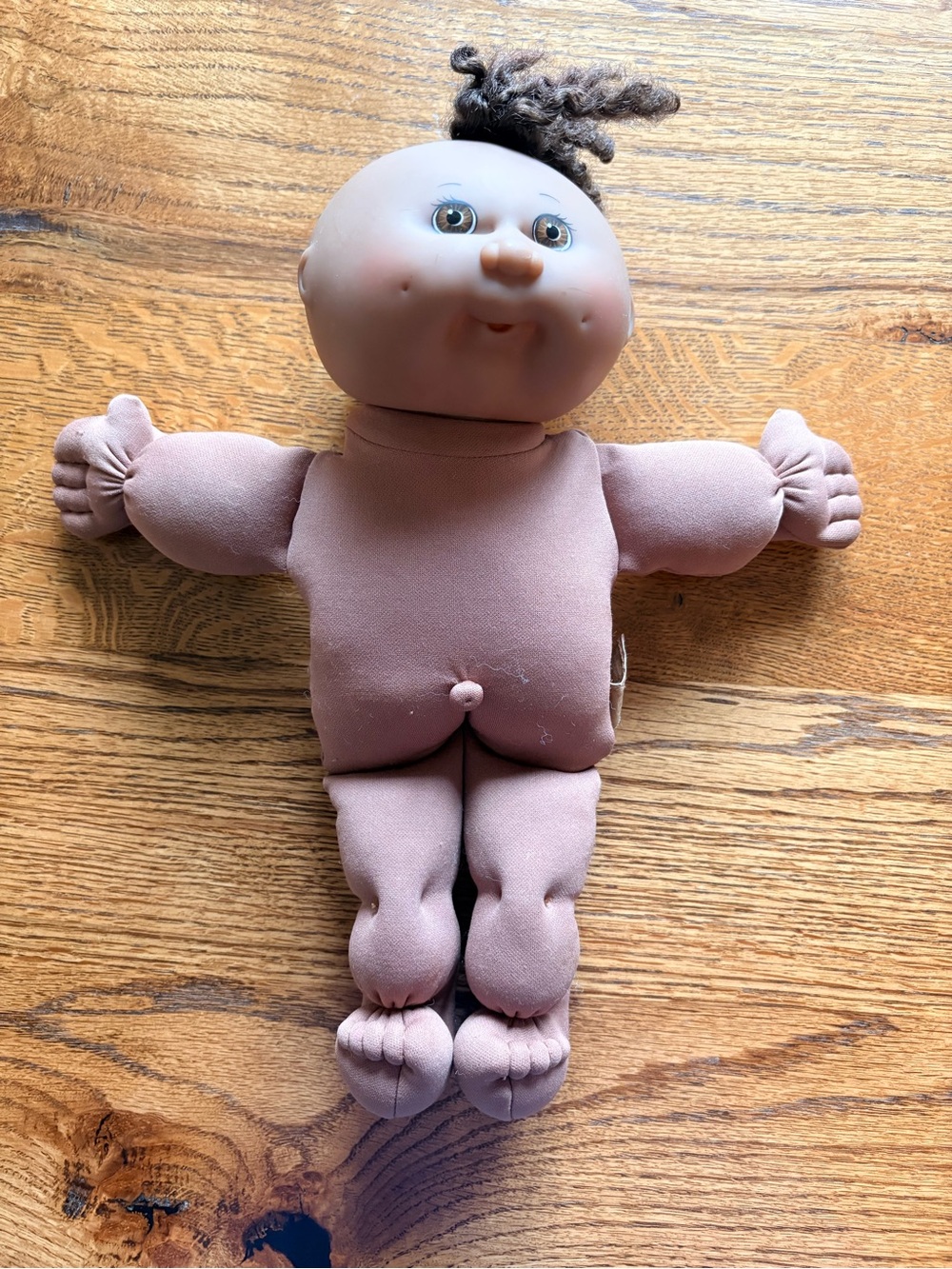 Vintage 1985? Cabbage Patch preemie baby Soft Body Brown Doll- single tuft hair